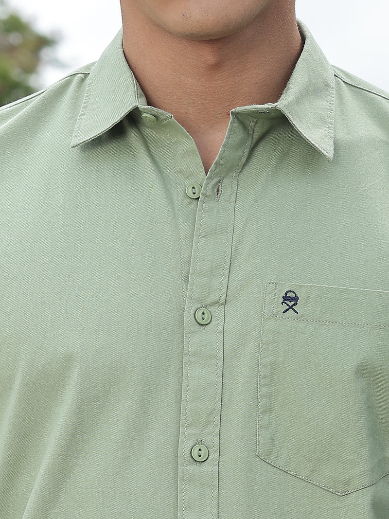 Thomas Scott Men Pista Slim Fit Long Sleeves Spread Collar Solid Cotton Casual Shirt