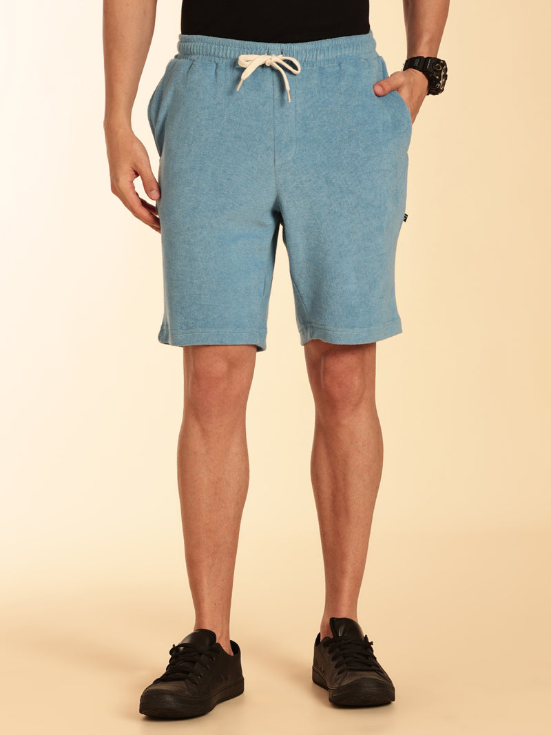 Thomas Scott Men Blue Regular Fit Mid-Rise Knee Length Drawstring Closure Knitted Shorts