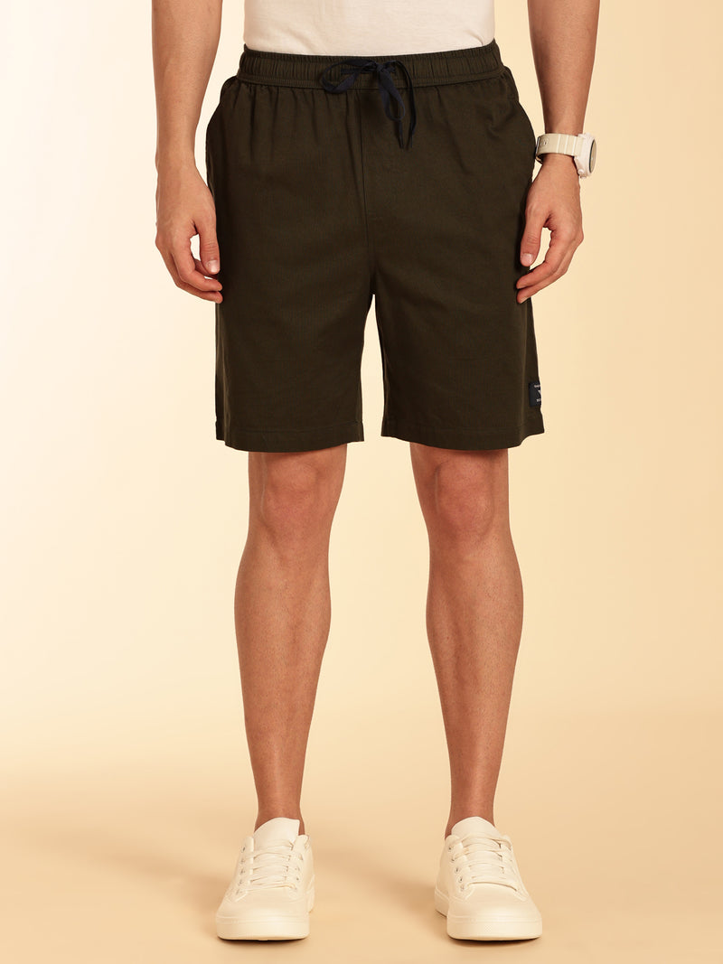 Thomas Scott Men Bottle Green Mid-Rise Regular Fit Cotton Woven Boxer Shorts