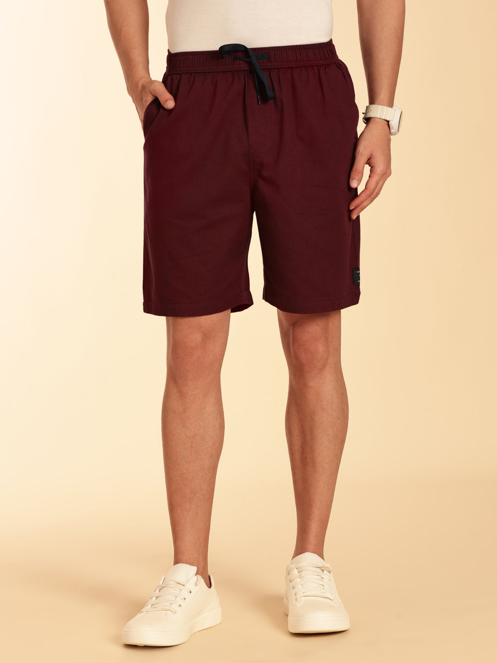 Thomas Scott Men Wine Mid-Rise Regular Fit Cotton Woven Boxer Shorts
