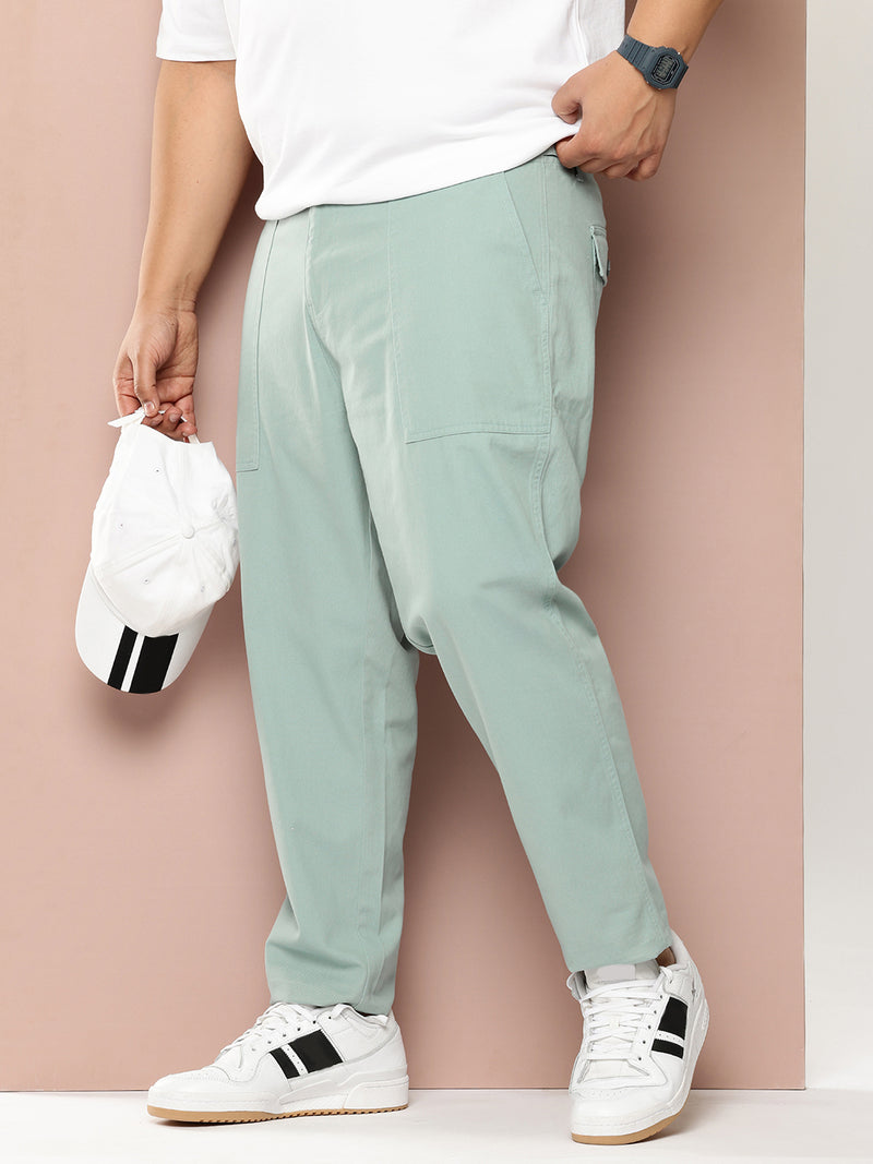 Thomas Scott Men Blue Plus Size Smart Easy Wash Regular Fit Mid-Rise Solid Woven Trouser