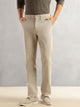 Thomas Scott Men Fawn Regular Fit Mid-Rise Self Texture Cross Corduroy Trouser