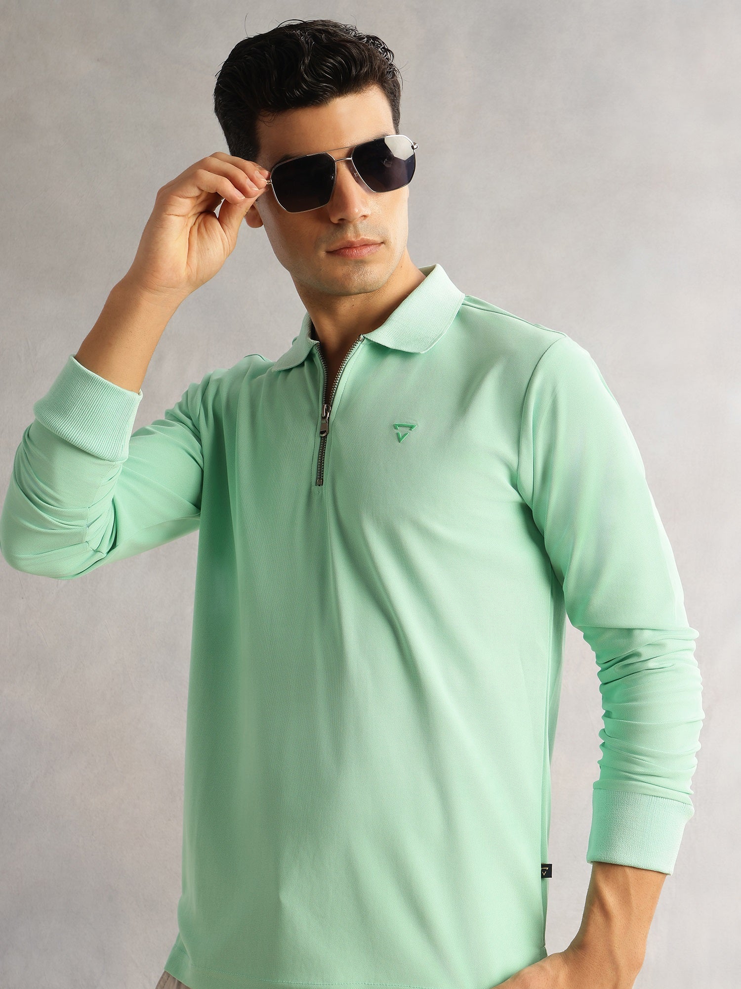 Thomas Scott Men Pista Regular Fit Long Sleeves Solid Polyester Knitted Polo Collar T-shirt
