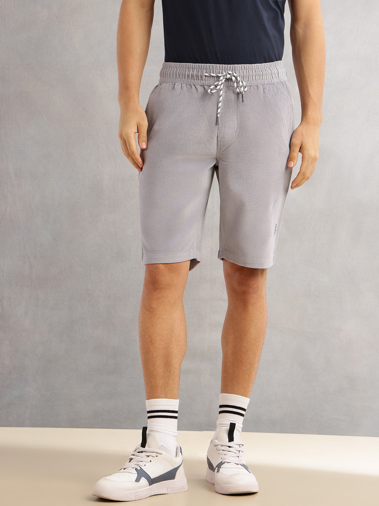Thomas Scott Men Grey Regular Fit Mid-Rise Corduroy Casual Shorts