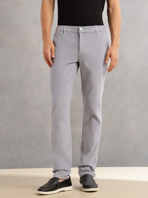 Thomas Scott Men Grey Regular Fit Mid-Rise 4 Pockets Woven Corduroy Trouser