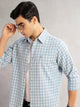 Thomas Scott Men Blue Cricket Club Slim Fit Long Sleeves Button-Down Collar Gingham Checks Cotton Linen Casual Shirt