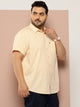 Thomas Scott Men Lemon Plus Size Regular Fit Short Sleeves Spread Collar 100% Cotton Casual Shirt