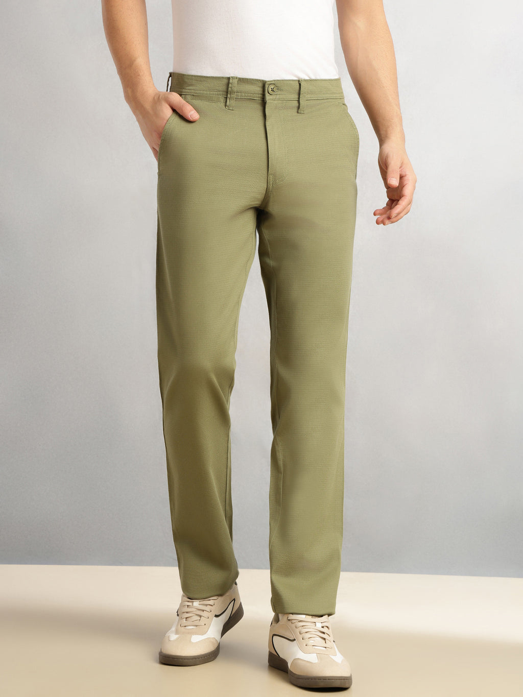 Thomas Scott Men Green Cricket Club Collection Regular Fit Mid-Rise Solid Woven Trouser