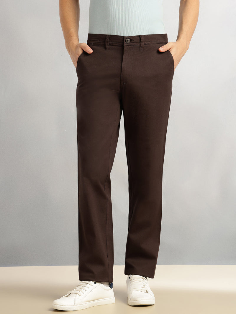 Thomas Scott Men Brown Cricket Club Collection Regular Fit Mid-Rise Solid Woven Trouser