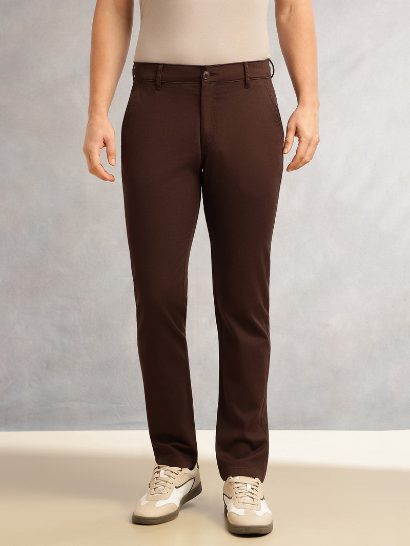 Thomas Scott Men Brown Cricket Club Collection Regular Fit Mid-Rise Solid 4 Pockets Woven Chinos Trouser
