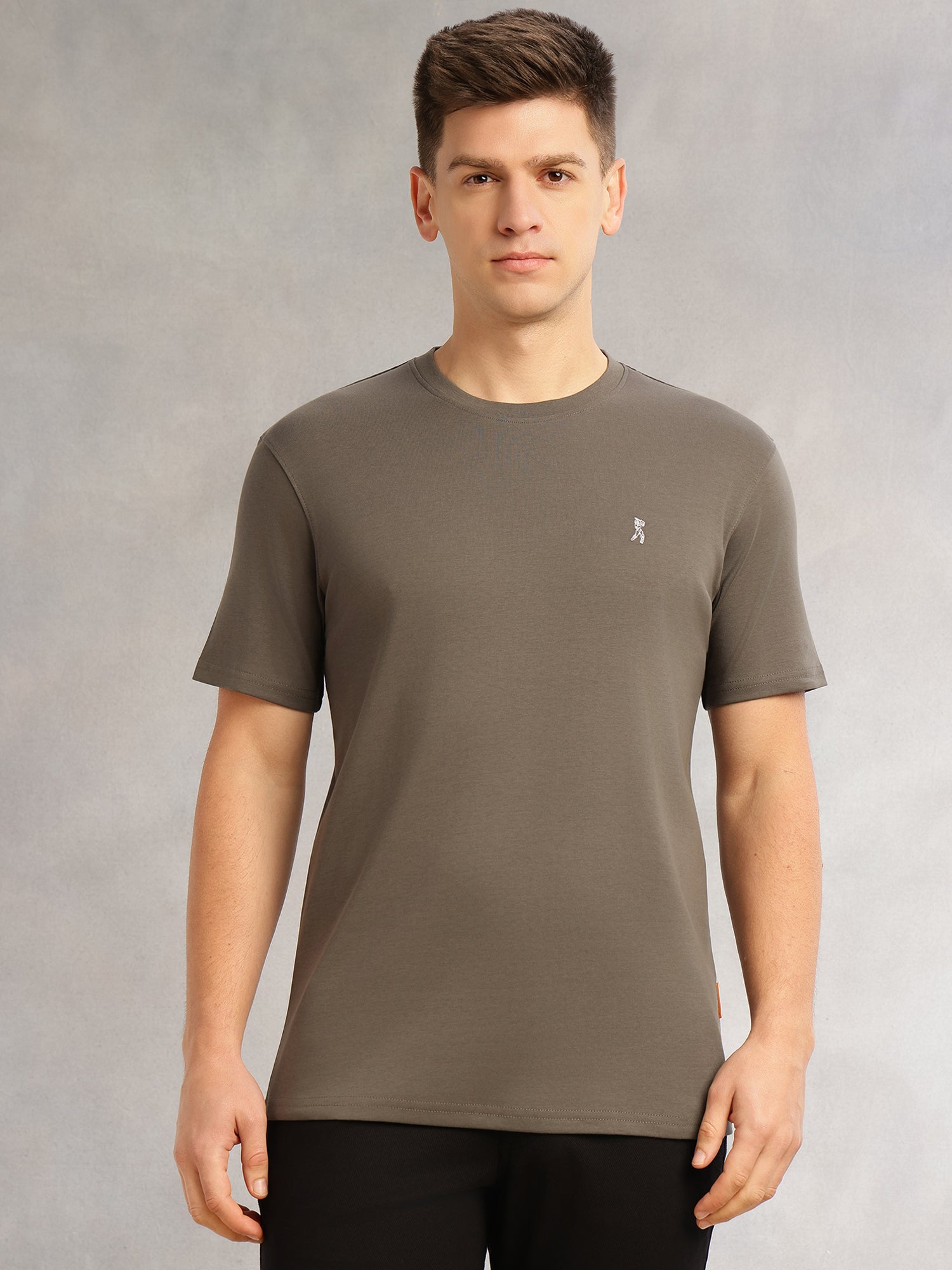 Thomas Scott Men Olive1 Cricket Club Collection Regular Fit Short Sleeves Round Neck Solid 100% Cotton Knitted Tshirt