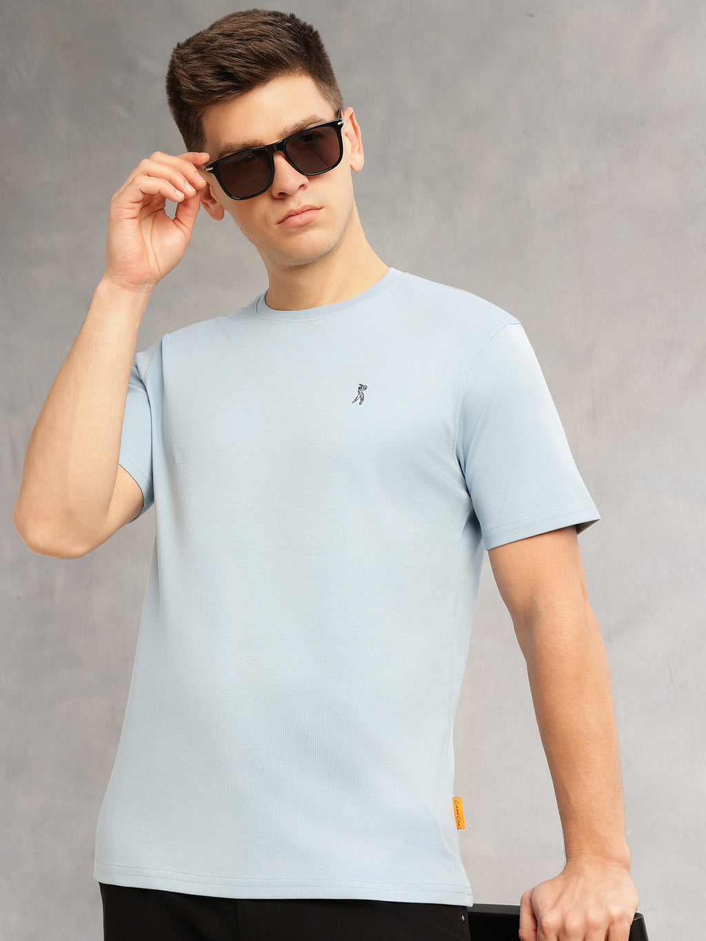 Thomas Scott Men Blue Cricket Club Collection Regular Fit Short Sleeves Round Neck Solid 100% Cotton Knitted Tshirt