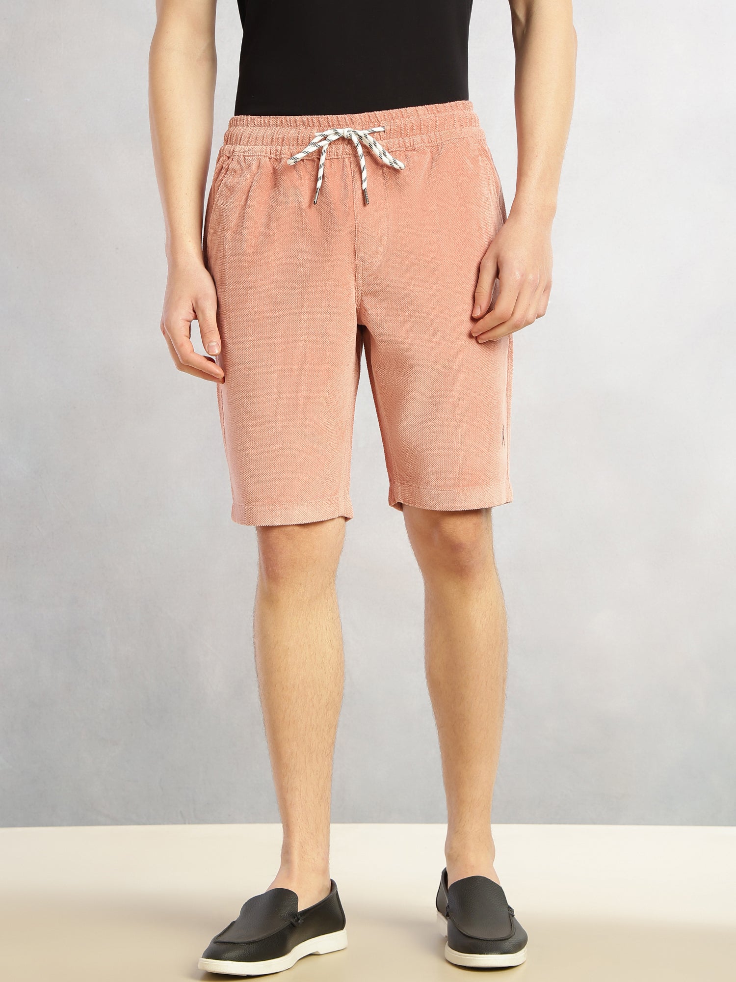 Thomas Scott Men Peach Cricket Club Collection Regular Fit Mid-Rise Woven Cotrises Corduroy Shorts