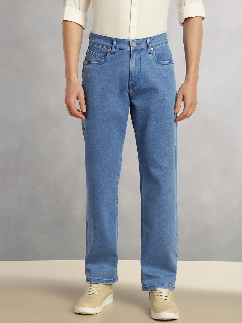 Thomas Scott Men Blue Cricket Club Collection Mid-Rise Straight Fit No Fade Stretchable Jeans