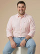 Thomas Scott Men Light Pink 1 Cotton Casual Shirt Plus Size Regular Fit Spread Collar Long Sleeve