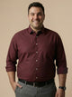 Thomas Scott Men Red Plus Size Smart Long Sleeves Regular Fit Spread Collar Solid 100% Cotton Formal Shirt