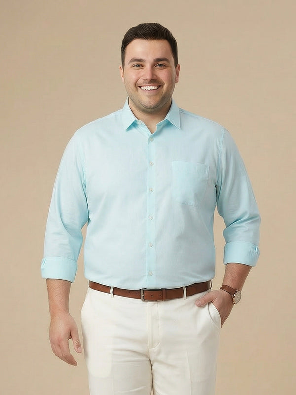 Aqua Plus Size Smart Regular Fit Long Sleeves Spread Collar 100% Cotton Solid Formal Shirt For Men