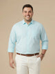 Thomas Scott Men Aqua Plus Size Smart Regular Fit Long Sleeves Spread Collar 100% Cotton Solid Formal Shirt