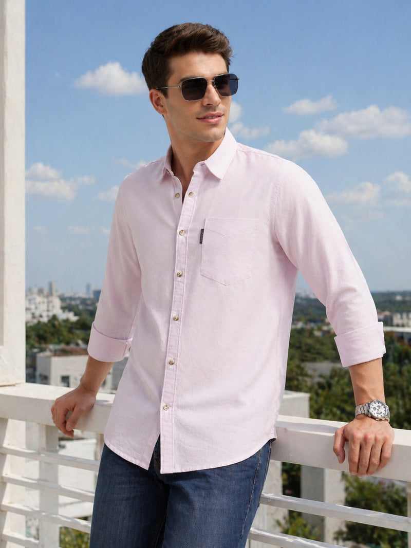 Thomas Scott Men Purple Cricket Club Collection Regular Fit Pinstripes Long Sleeves Spread Collar 100% Cotton Oxford Casual Shirt