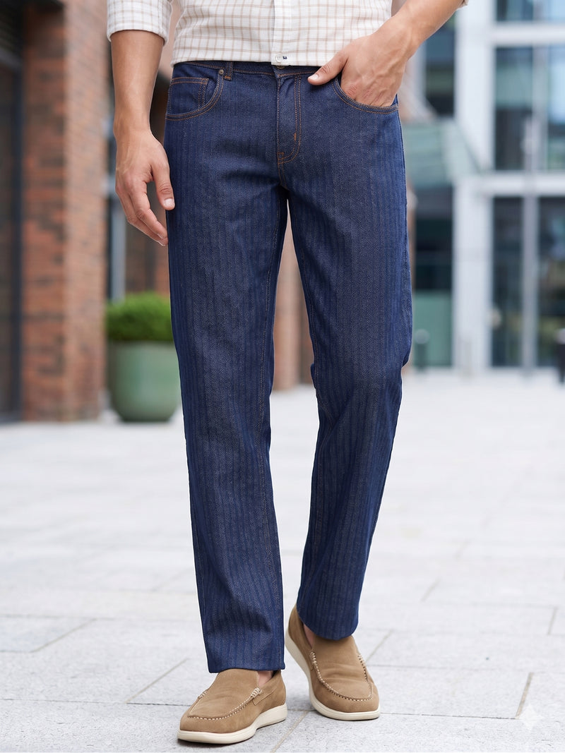 Thomas Scott Men Blue Cricket Club Collection Relaxed Fit Dark Shade Clean Look Non Stretchable Jeans