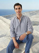 Beige Navy Premium Slim Fit Long Sleeves Button-Down Collar Solid Cotton Oxford Casual Shirt For Men