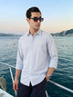 Thomas Scott Men Blue Premium Regular Fit Long Sleeves Spread Collar Gingham Checks Cotton Linen Casual Shirt