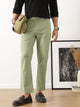 Olive Smart Regular Fit Mid-Rise Solid Woven Cotton Linen Trouser For Men