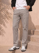Grey Smart Easy Wash Regular Fit Mid-Rise Solid Woven Chinos Trouser For Men