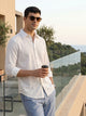 Thomas Scott Men Premium White Regular Fit Long Sleeves Spread Collar Textured Casual Shirt