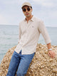 Thomas Scott Men Olive Premium Regular Fit Long Sleeves Spread Collar Vertical Stripes Cotton Linen Casual Shirts