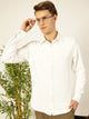 Thomas Scott Men White Premium Long Sleeves Slim Fit Spread Collar Solid Knitted Casual Shirt