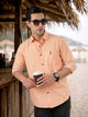 Thomas Scott Men Orange Premium Slim Fit Long Sleeves Spread Collar Solid Cotton Twill Casual Shirt