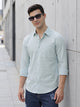 Sky Blue Premium Regular Fit Long Sleeves Spread Collar Textured Cotton Casual Shirt For Men