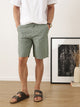 Green Regular Fit Mid-Rise Solid Woven Cotton Linen Shorts For Men