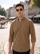 Mid Fawn Premium Slim Fit Full Sleeve Button-Down Collar Corduroy Shirt For Men