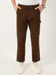 Brown Smart Regular Fit Mid-Rise Solid Cotton Woven Trouser for Men