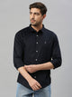 Thomas Scott Men Navy Classic Slim Fit Long Sleeves Spread Collar Solid Casual Shirt