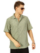 Thomas Scott Men Green Premium Oversized Short Sleeves Spread Collar Textured Casual Shirts