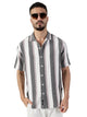 Thomas Scott Men White Premium Slim Fit Short Sleeves Spread Collar Vertical Stripes Cotton Casual Shirts