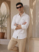 White Premium Regular Fit Spread Collar Full Sleeve Solid Cotton Casual Shirt For Men