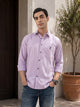 Thomas Scott Men Purple Premium Slim Fit Long Sleeves Spread Collar Solid Cotton Twill Casual Shirt