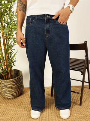 Blue Smart Bootcut Fit Clean Look Non Stretchable Jeans For Men
