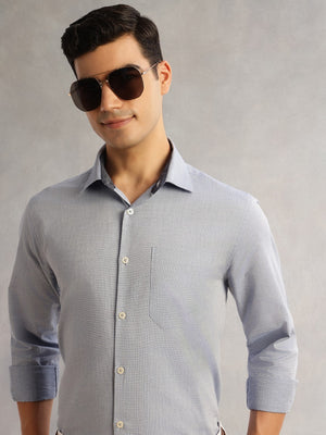 Blue Regular Fit Long Sleeves Cutaway Collar 100% Cotton Filafil Formal Shirt For Men