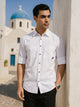 Thomas Scott Men Premium White Slim Fit Long Roll-Up Sleeves Spread Collar Solid Cotton Casual Shirts
