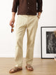 Beige Smart Solid Regular Fit Woven Linen Pleated Trouser For Men