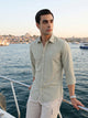 Thomas Scott Men Olive Premium Regular Fit Long Sleeves Spread Collar Gingham Checks Cotton Linen Casual Shirt