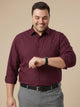 Maroon Plus Size Regular Fit Long Sleeves Spread Collar Textured Cotton Formal Shirt For Men