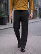 Black Smart Straight Fit Mid-Rise Pleated Woven Trouser For Men