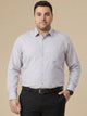 Grey Plus Size Regular Fit Long Sleeves Spread Collar Textured Cotton Formal Shirt For Men