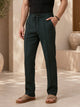 Green Smart Regular Fit Mid-Rise Textured Pleated Knitted Casual Trouser For Men